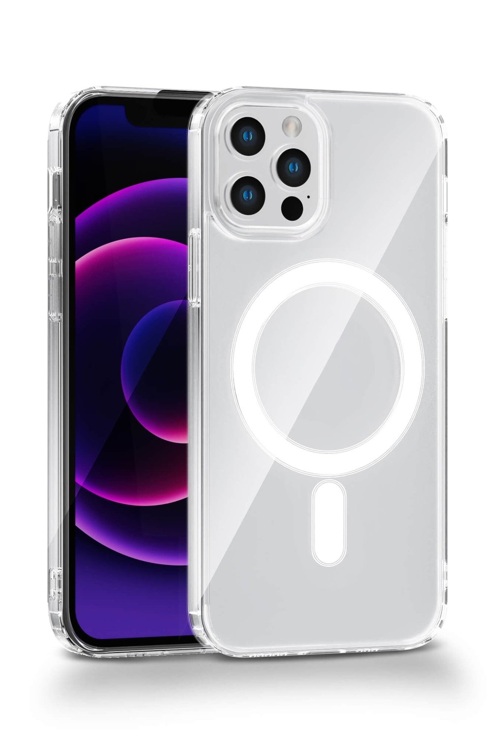 iPhone 12 Pro Max Uyumlu Kamera Korumalı Magsafe Wireless Şarj Özellikli Lüks Şeffaf Silikon Telefon Kılıfı