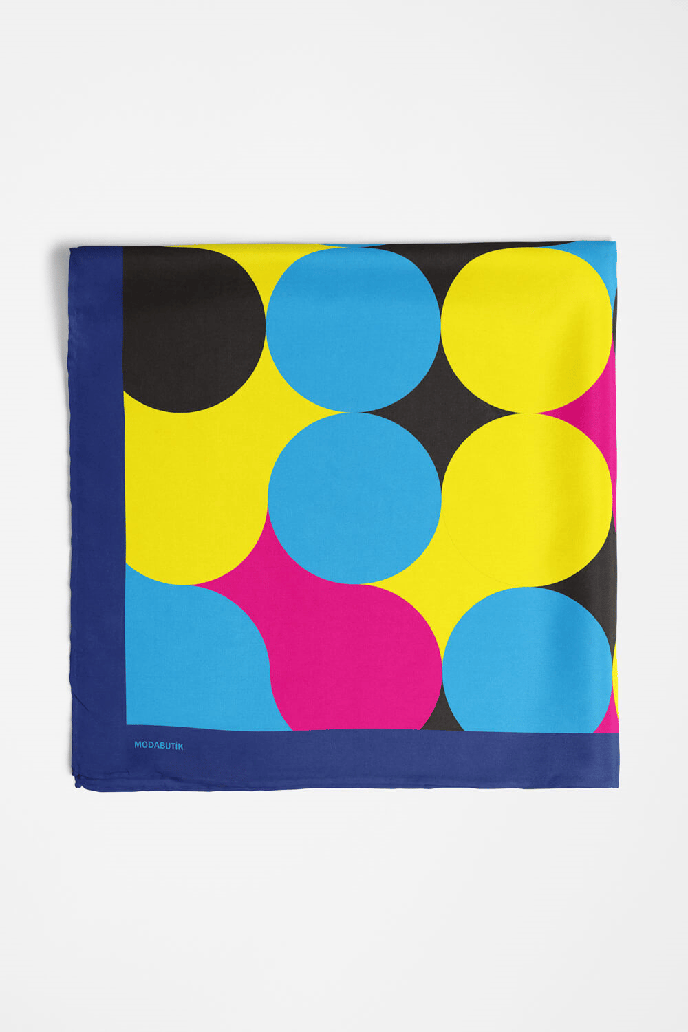 E30 Kadın Egzotik Desenli Bandana 50x50 Mavi Sarı DG0334-22