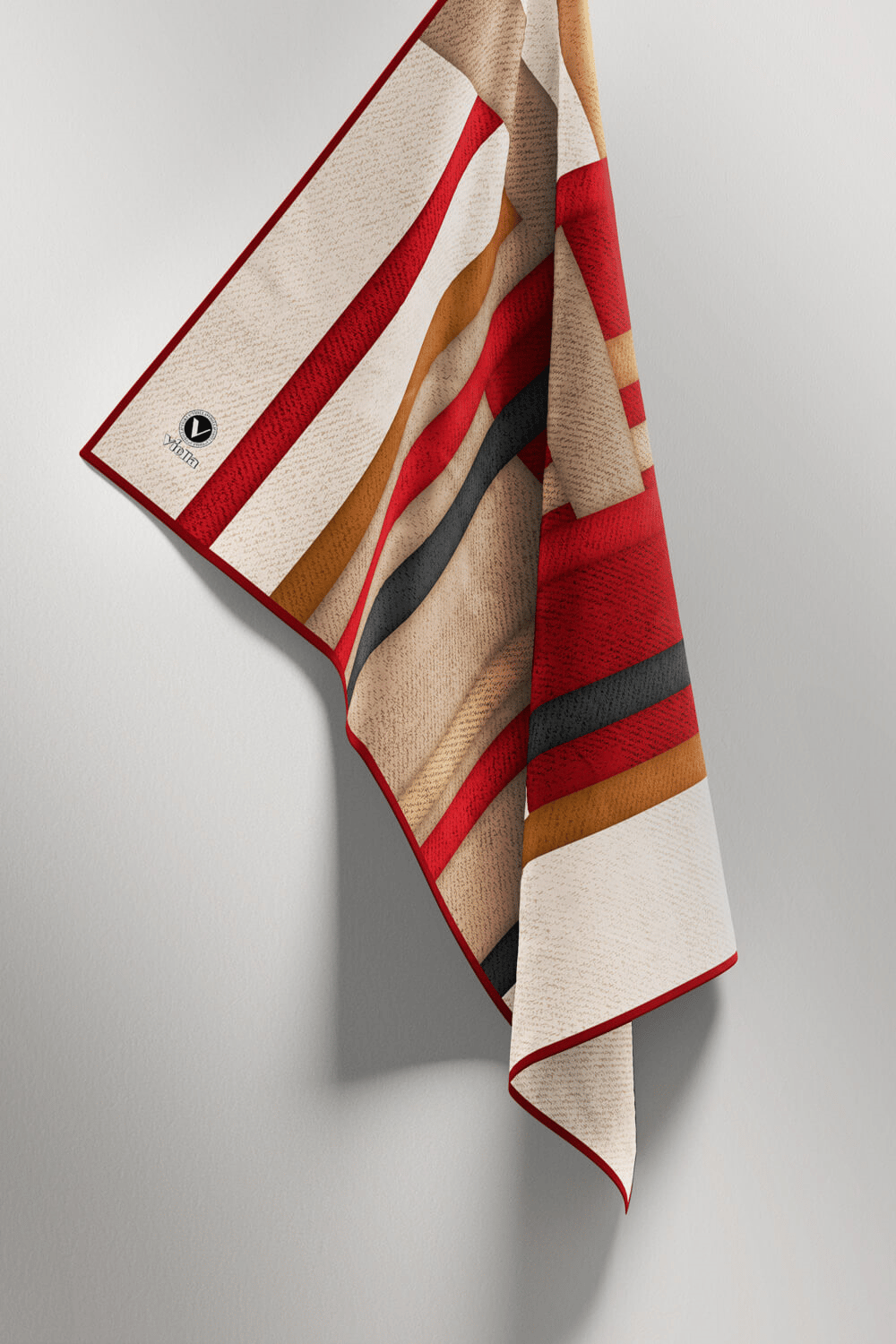 Twill Renkli Şerit Desenli Bordo Renkli 90x90 Eşarp (İpek İçermez) Kenar Dikiş Şekli El Dikişli