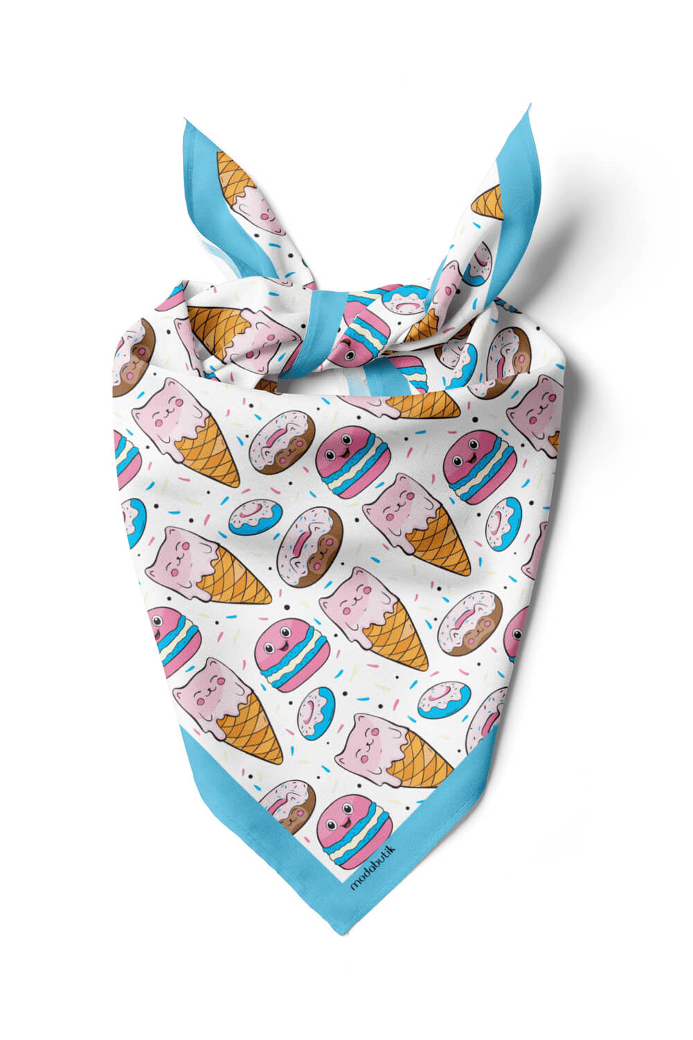 D88 Kadın Aşk Desenli Bandana 50x50 Pembe Sarı DG0360-22