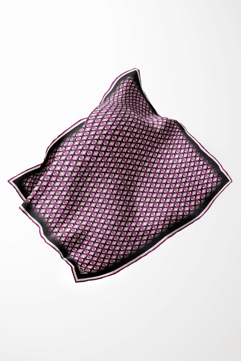 Twill Çıtır Desenli Mürdüm Renkli 90x90 Eşarp (İpek İçermez) Kenar Dikiş Şekli El Dikişli
