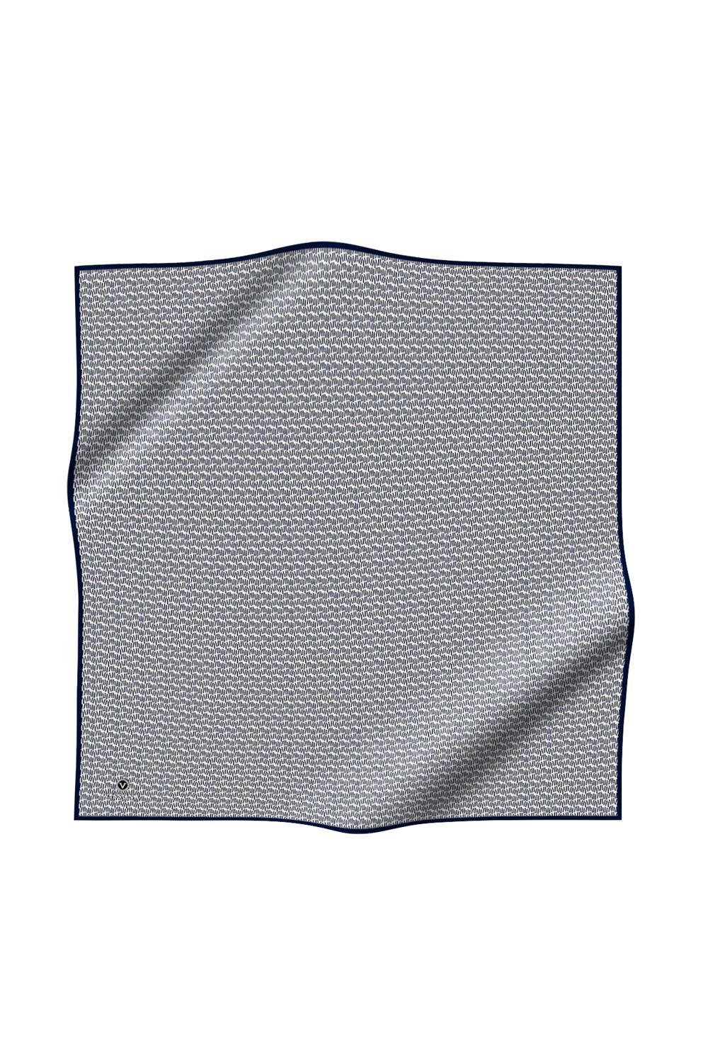 %100 Twill İpek Çizgi Desenli Krem - Lacivert Renkli 90x90 Eşarp Dikim Şekli : El Dikişi