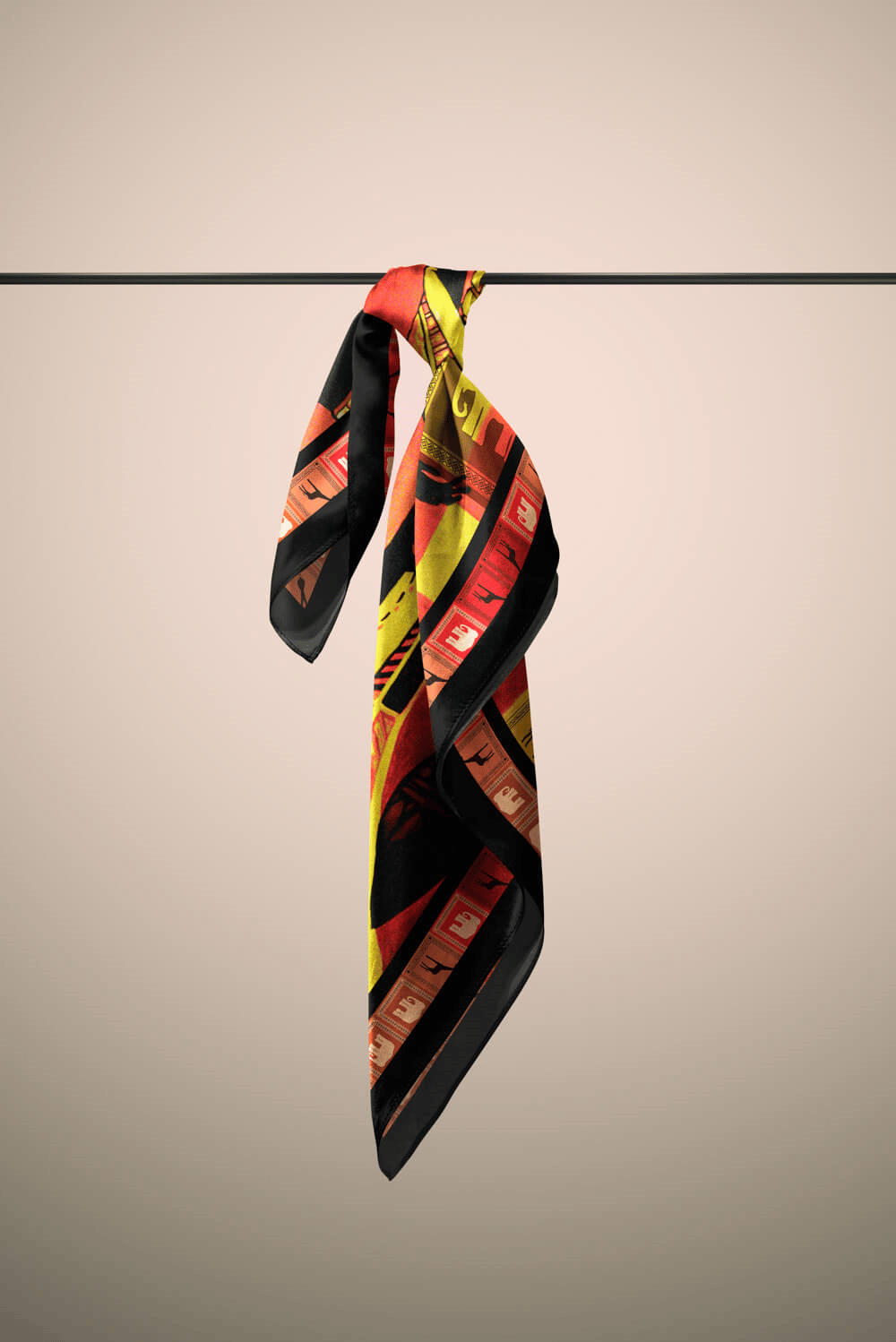 D113 Kadın African Desenli Bandana 50x50 Kırmızı DG0217-22