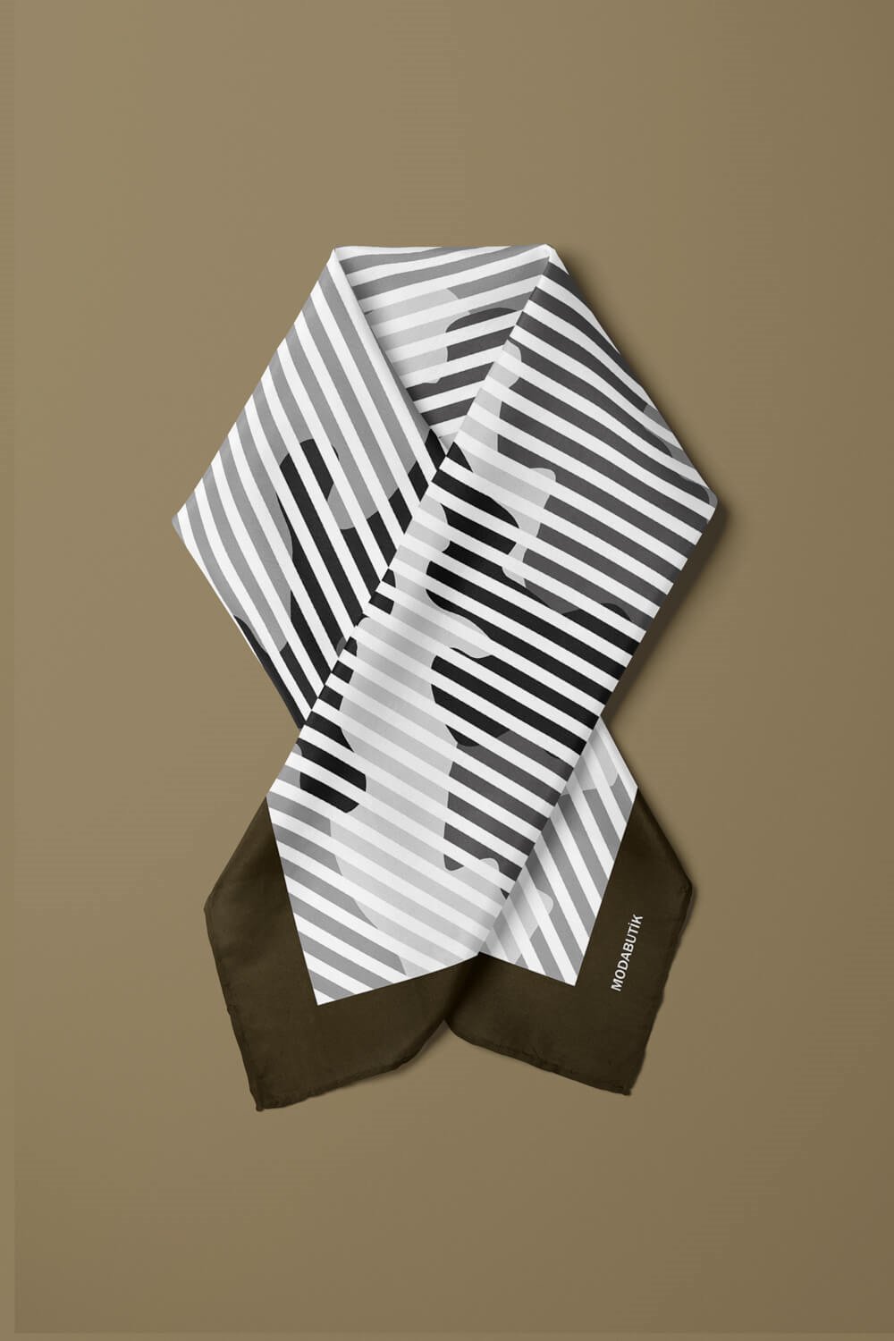 D64 Kadın Benek Desenli Bandana 50x50 Yeşil DG0362-22