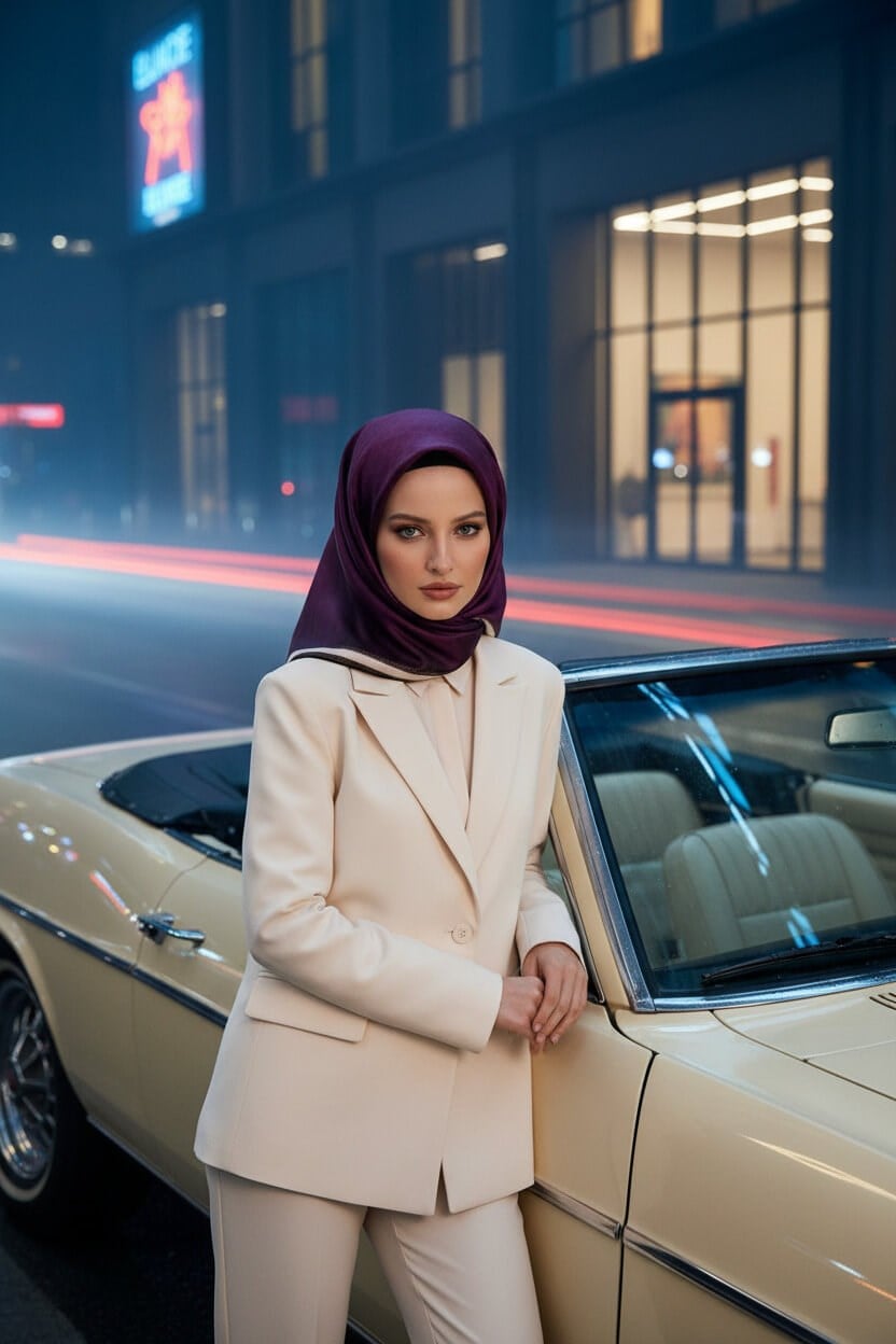 100% Twill İpek Monogram Desenli Mürdüm Renkli 90x90 Dikim Şekli : El Dikişi Eşarp