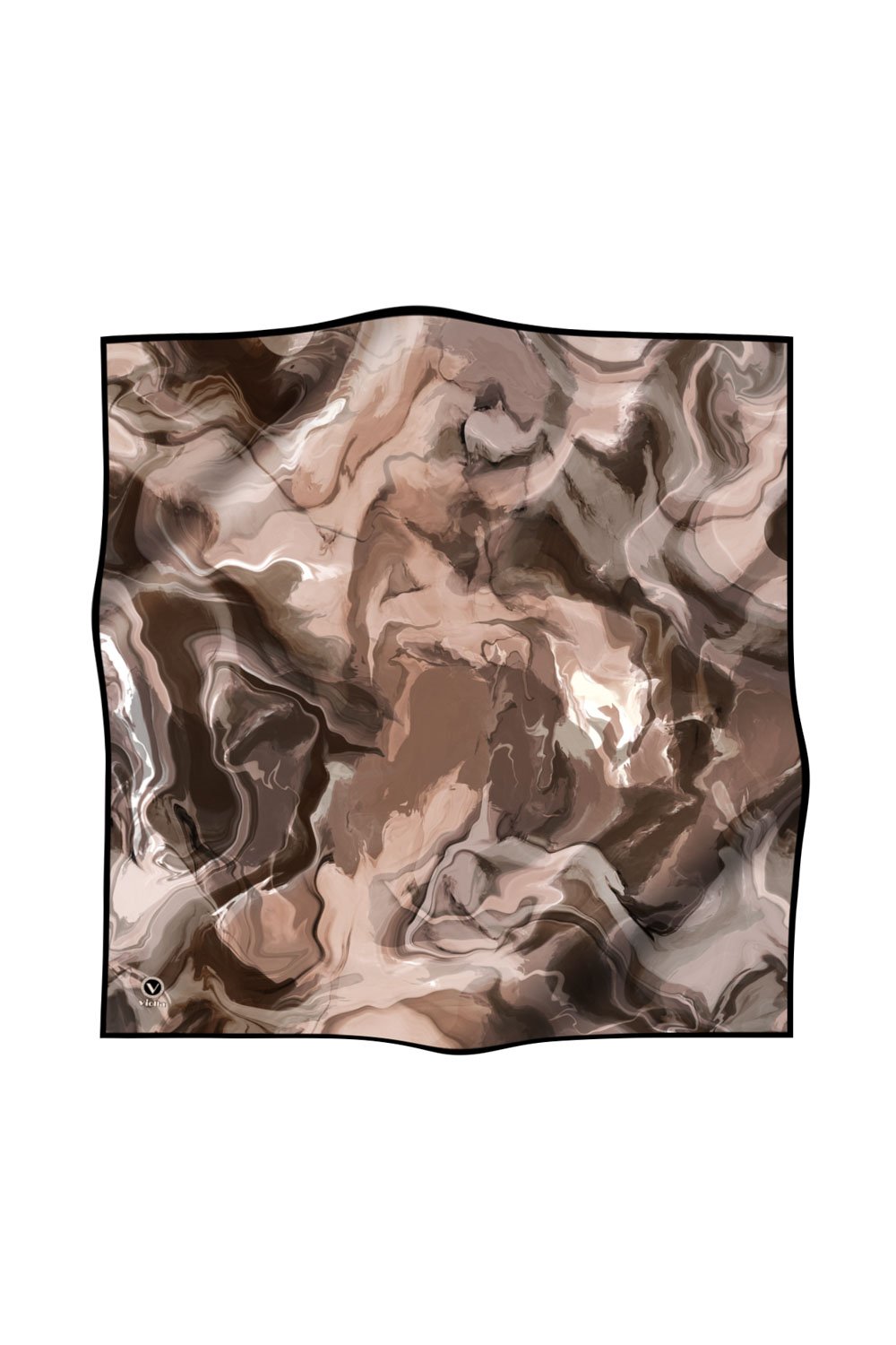 Twill Batik Desenli Taş Rengi Renkli 90x90 Eşarp (İpek İçermez) Kenar Dikiş Şekli El Dikişli
