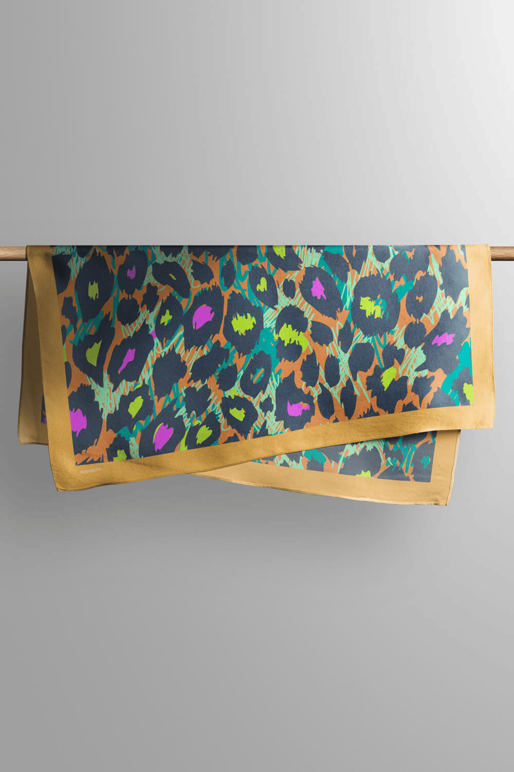 Z93 Kadın Yağlı Boya Desenli Bandana 50x50 Sarı Mavi DG0271-22 Snz