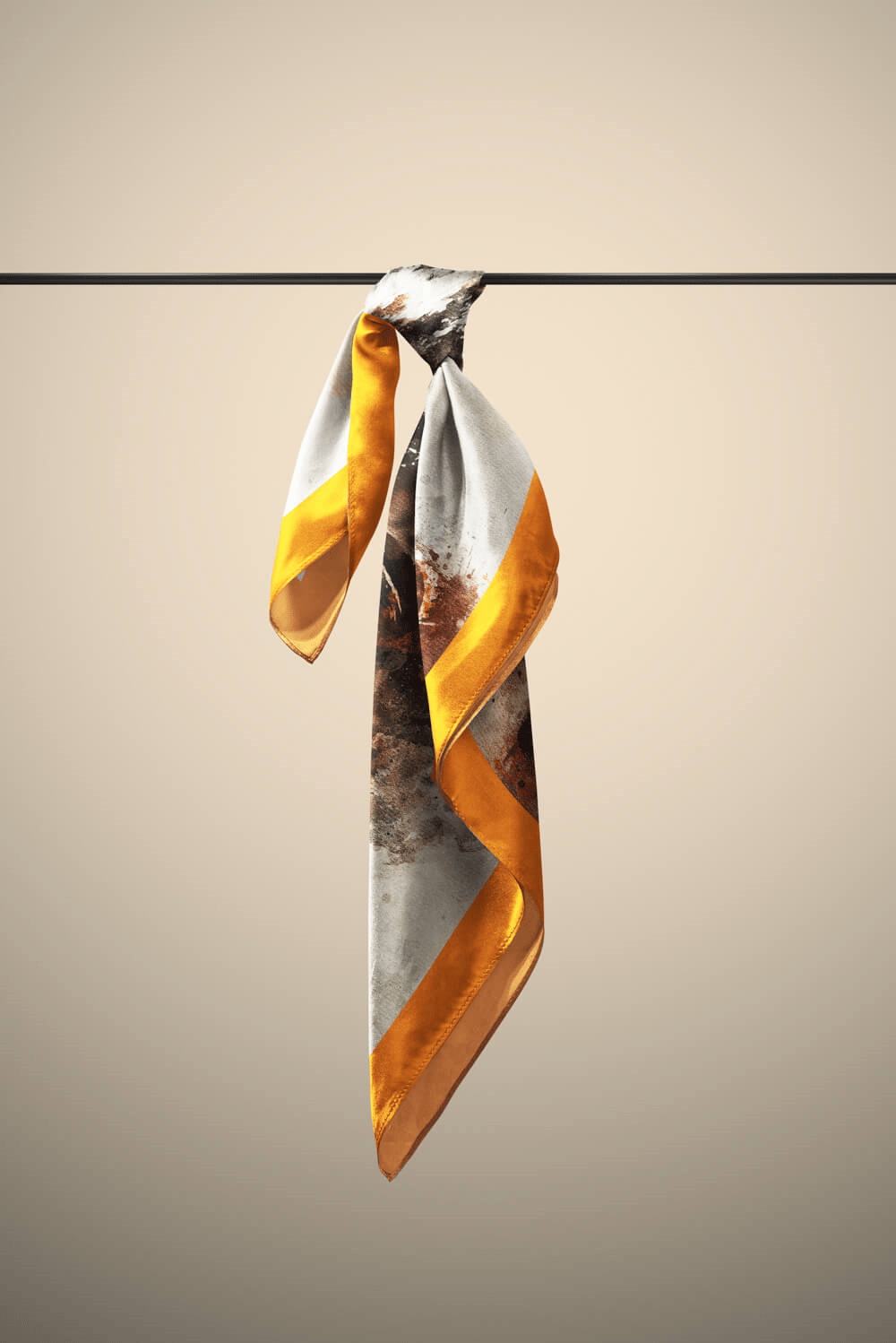 E21 Kadın Kedi Desenli Bandana 50x50 Gri DG0295-22