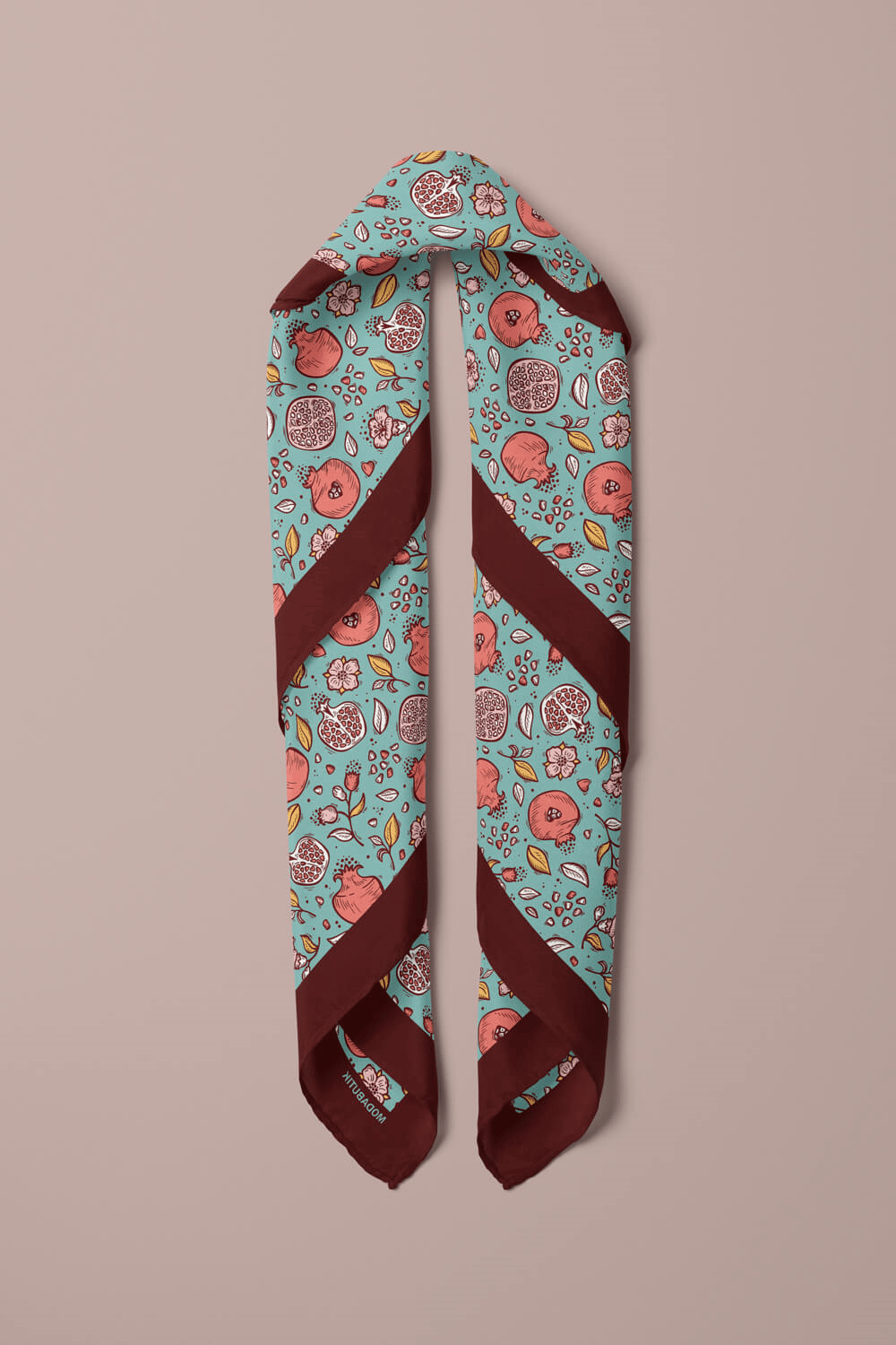 Kadın Açık Mavi Küçük Nar Desenli 50x50 Bandana