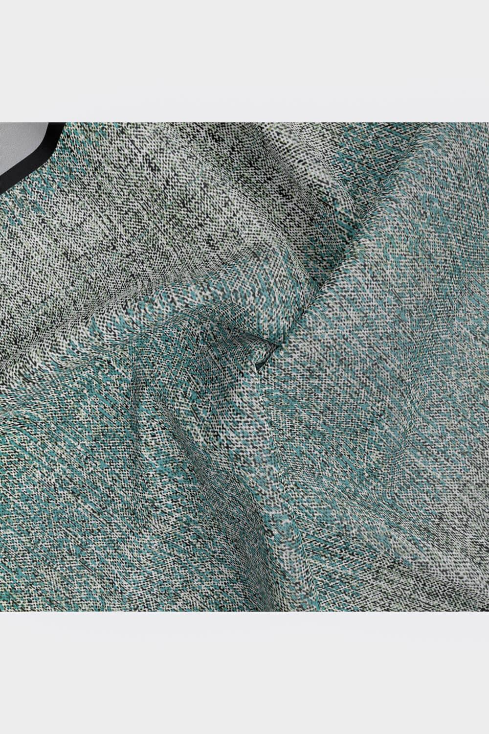 %100 Twill İpek Dokulu Desen Mint Yeşili - Su Yeşili Renkli 90x90 Eşarp Kenar Dikiş Şekli El Dikişli