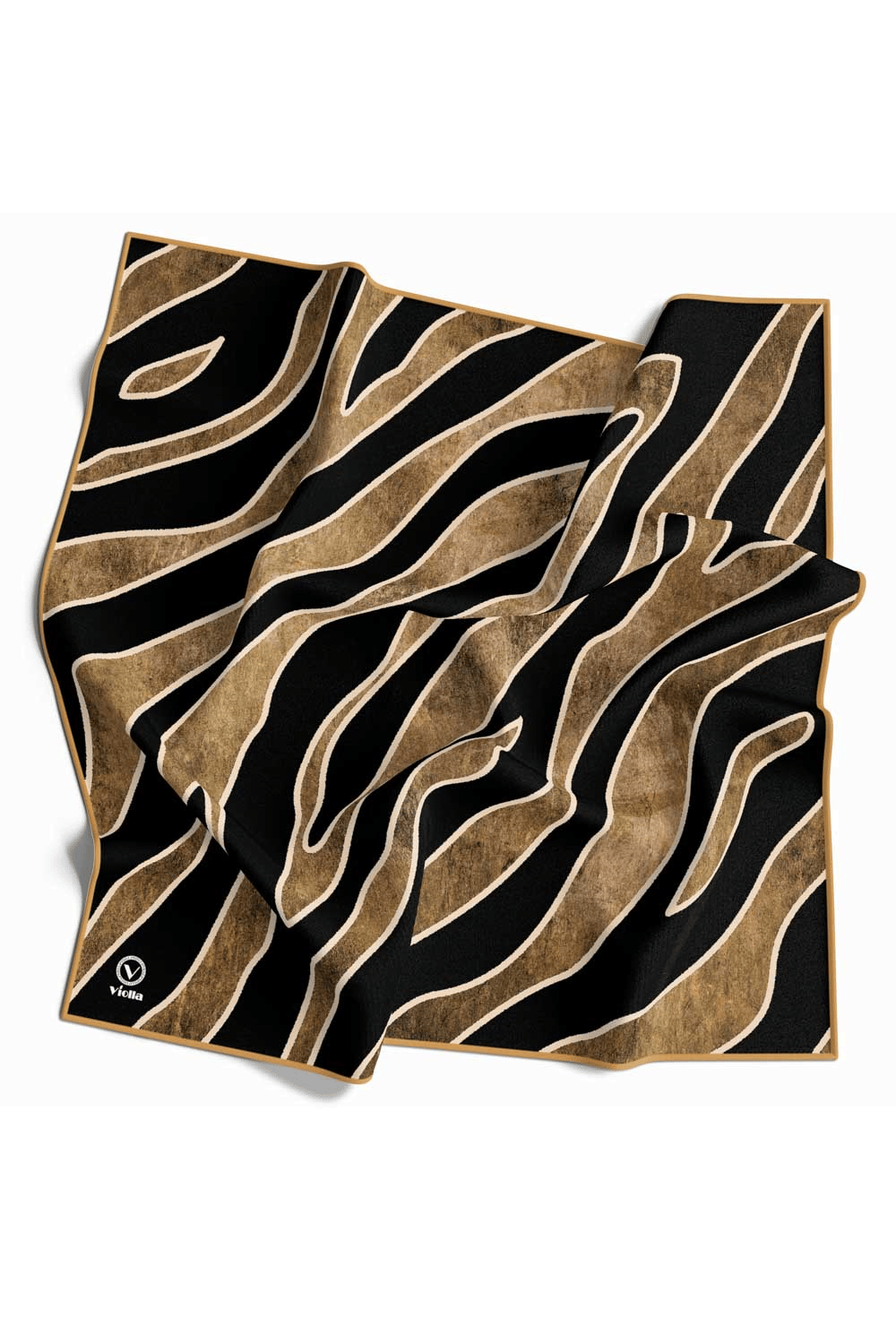 Kristal Zebra Çiçek Desenli Hardal Renkli 90x90 Eşarp (İpek İçermez) Kenar Dikiş Şekli El Dikişli