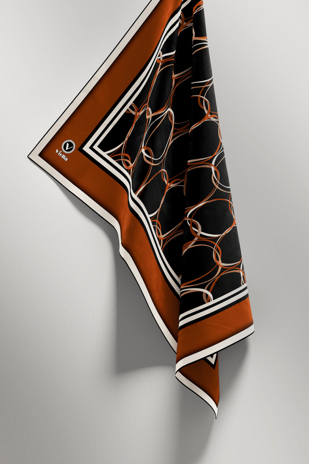 Twill Halka Desenli Taba Renkli 90x90 Eşarp (İpek İçermez) Kenar Dikiş Şekli El Dikişli