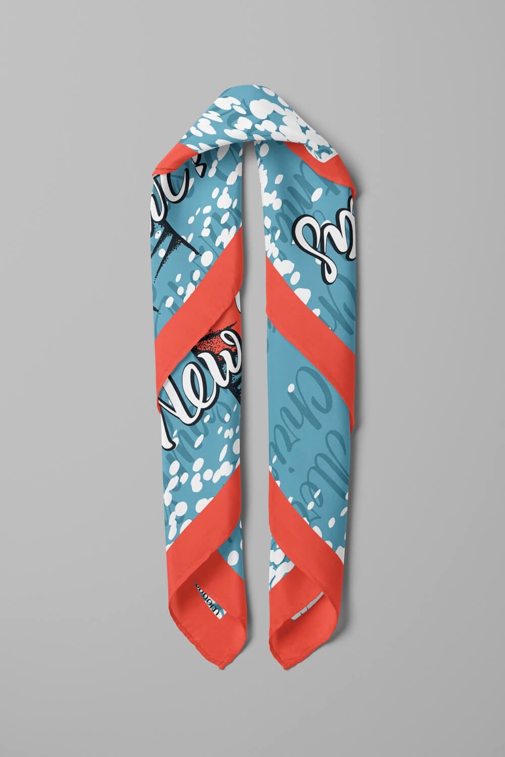 Kadın Buz Mavi Cock Desenli 50x50 Bandana HYL DG0838-22