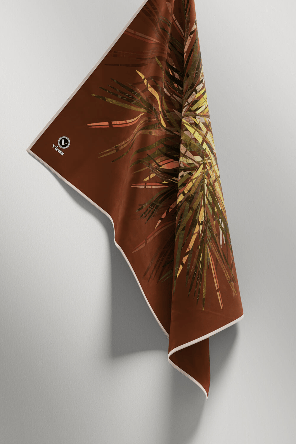 Twill Havai Fişek Desenli Taba Renkli 90x90 Eşarp (İpek İçermez) Kenar Dikiş Şekli El Dikişli