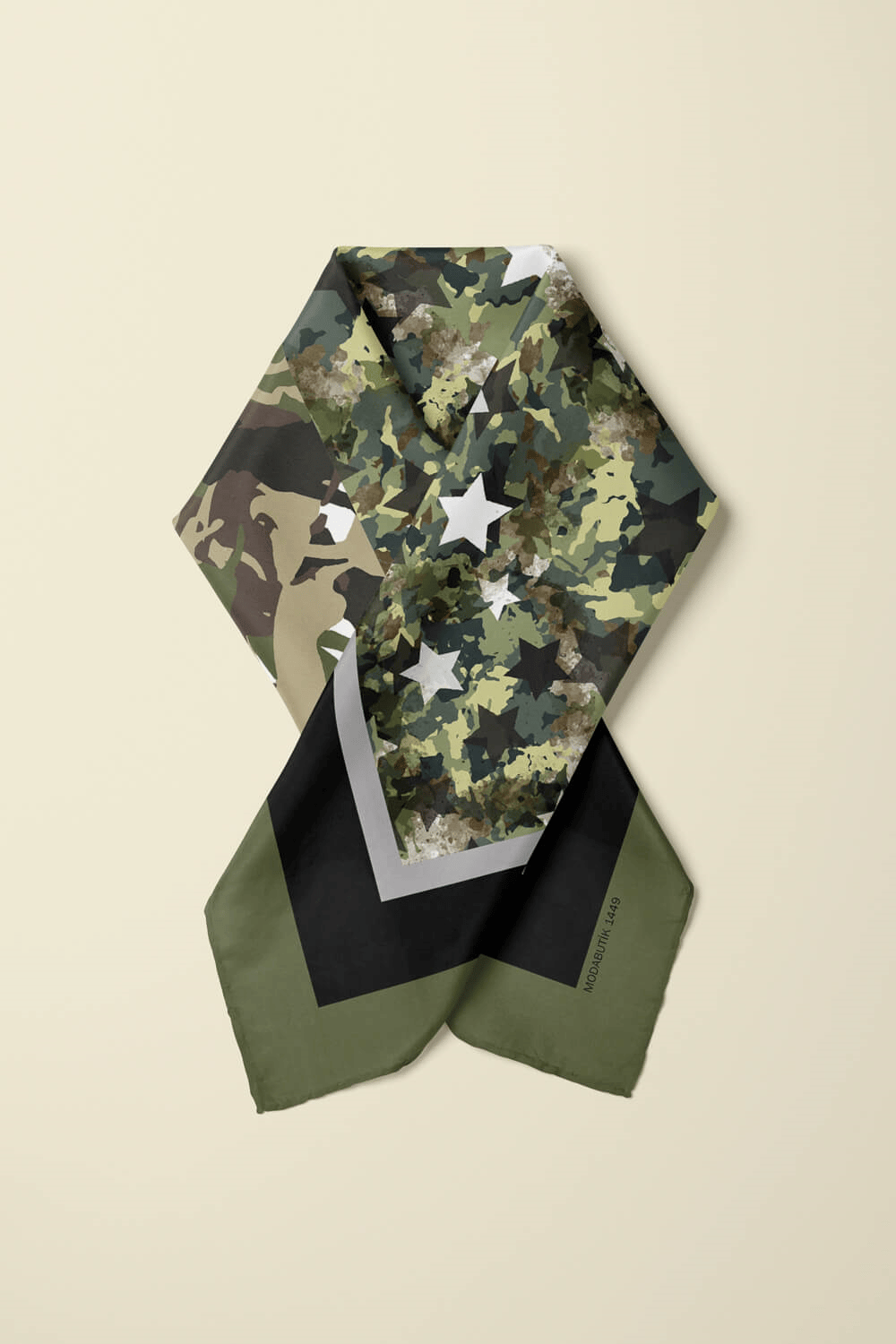 G30 Kadın Haki Animals Desenli 50x50 Bandana Dg01449-22