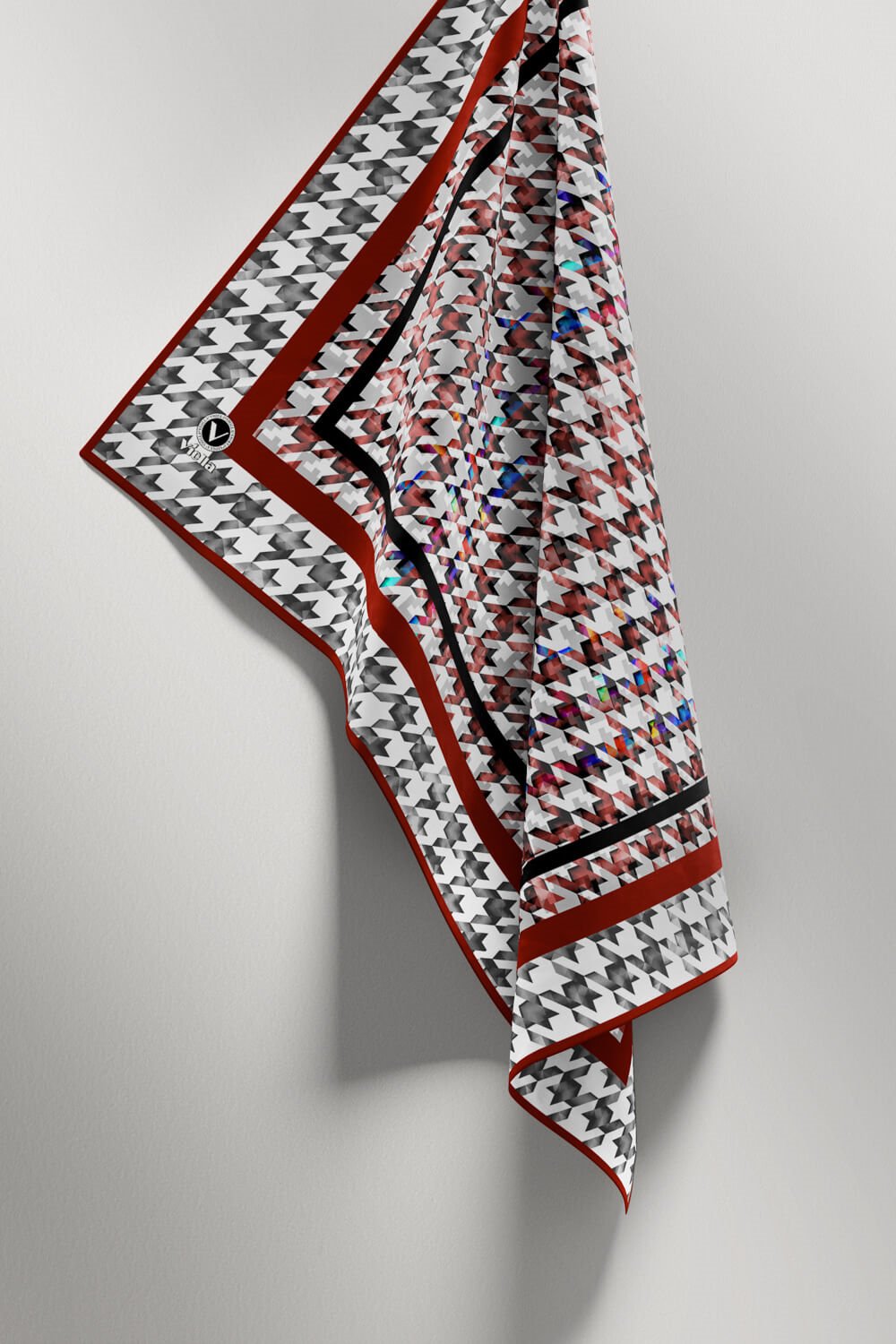 Twill Kazayağı Desenli Bordo Renkli 90x90 Eşarp (İpek İçermez) Kenar Dikiş Şekli El Dikişli