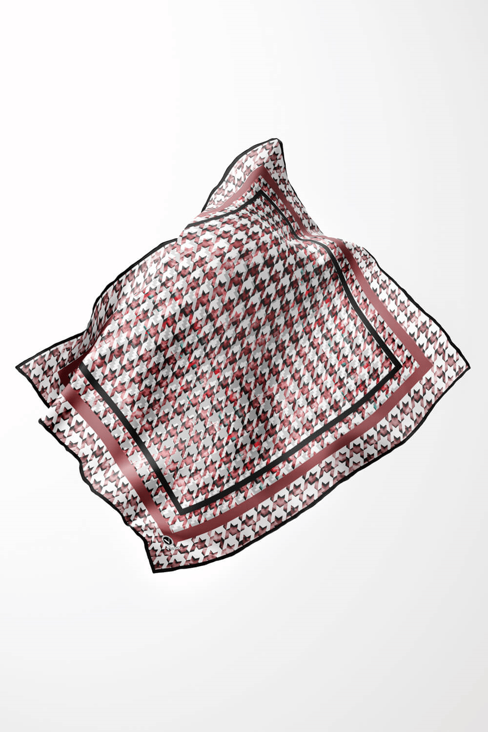Twill Kazayağı Desenli Gül Kurusu Renkli 90x90 Eşarp (İpek İçermez) Kenar Dikiş Şekli El Dikişli