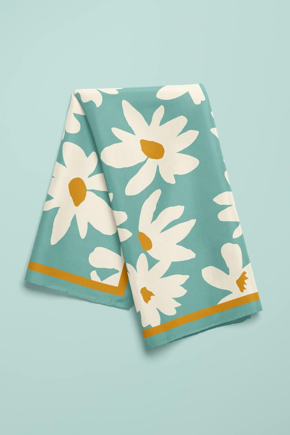 Vissona Papatya Desenli %100 İpek Bandana 55x55