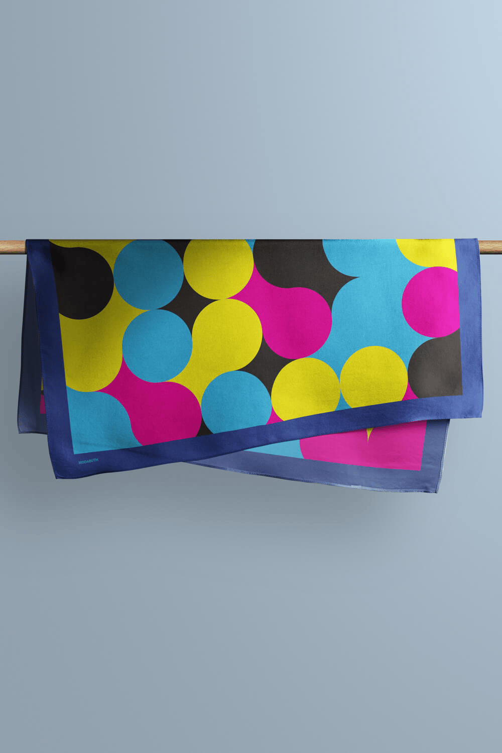 E30 Kadın Egzotik Desenli Bandana 50x50 Mavi Sarı DG0334-22