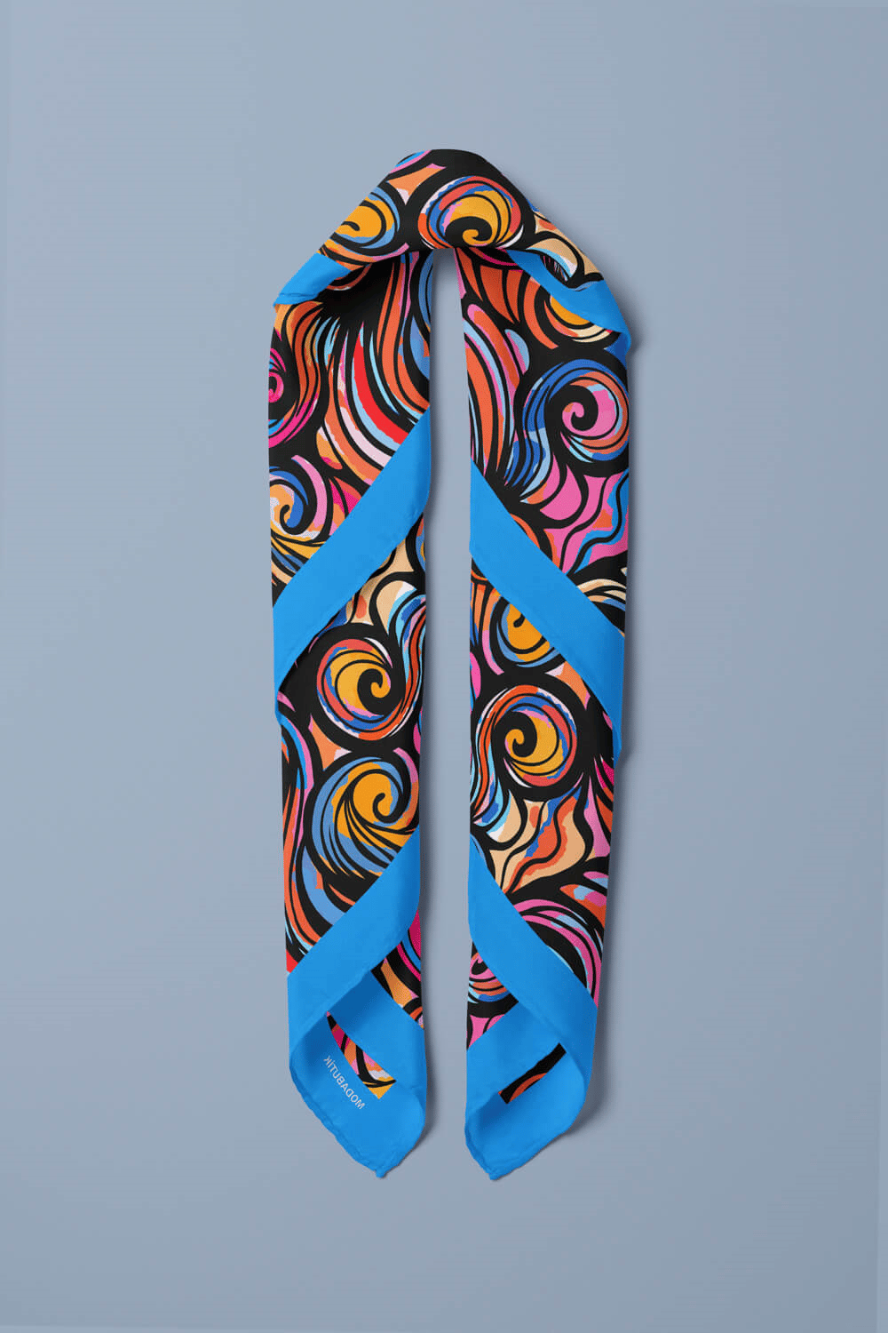 D48 Kadın Egzotik Desenli Bandana 50x50 Mor DG0291-22