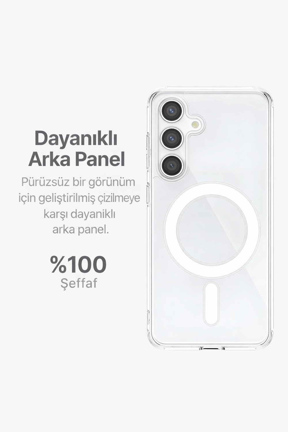 Samsung Galaxy S24 Plus Uyumlu Kamera Korumalı Magsafe Wireless Şarj Özellikli Lüks Şeffaf Silikon Telefon Kılıfı