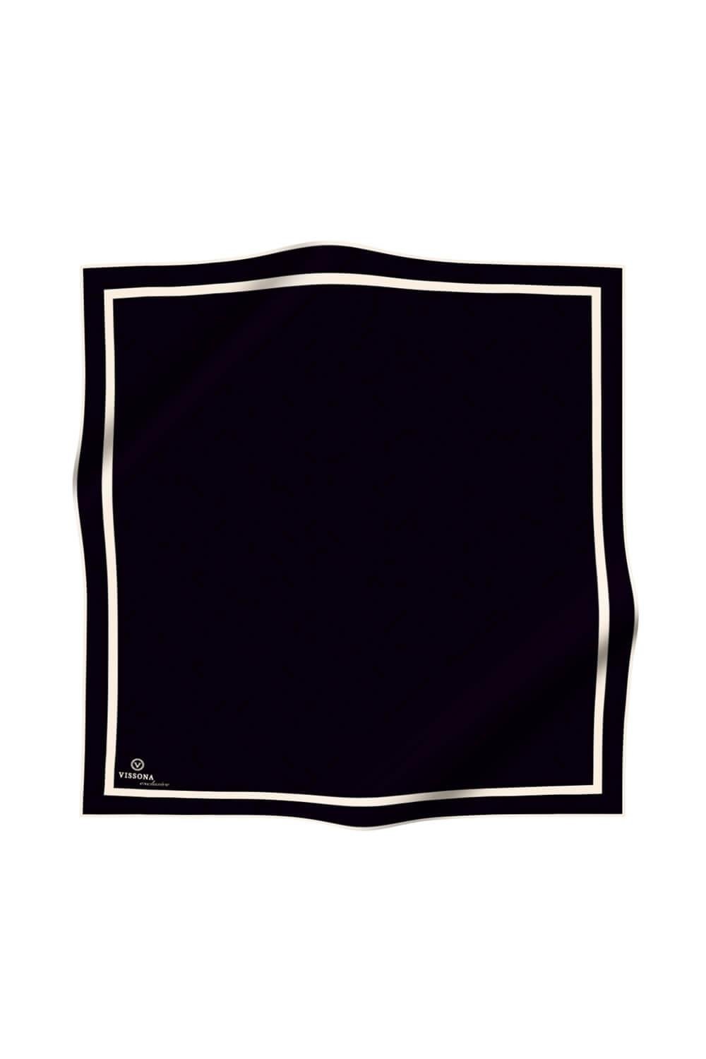 100% Twill İpek Düz Renk Bordür Desenli Siyah - Krem Renkli Daha Tok Exclusive Serisi 90x90 Dikim Şekli : El Dikişi Eşarp