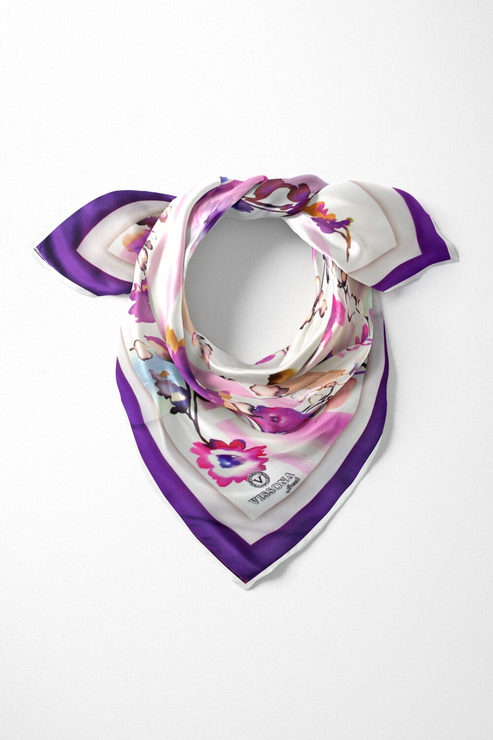 %100 İpek Kadın Desenli Bandana 80x80