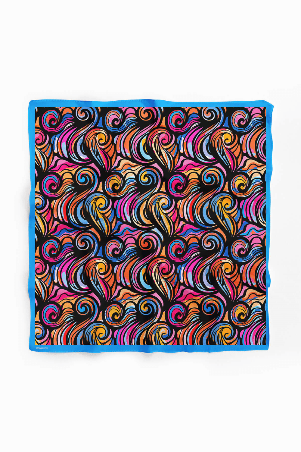 D48 Kadın Egzotik Desenli Bandana 50x50 Mor DG0291-22
