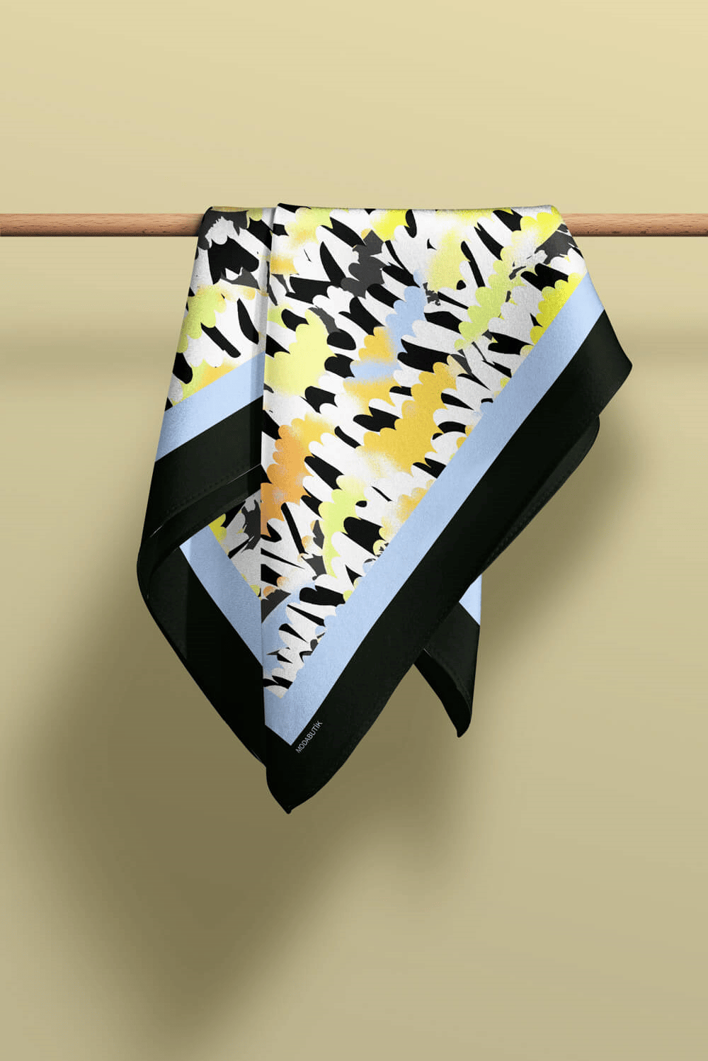 V39 Kadın Sarı Suluboya Desenli 50x50 Bandana HYL DG01281-22