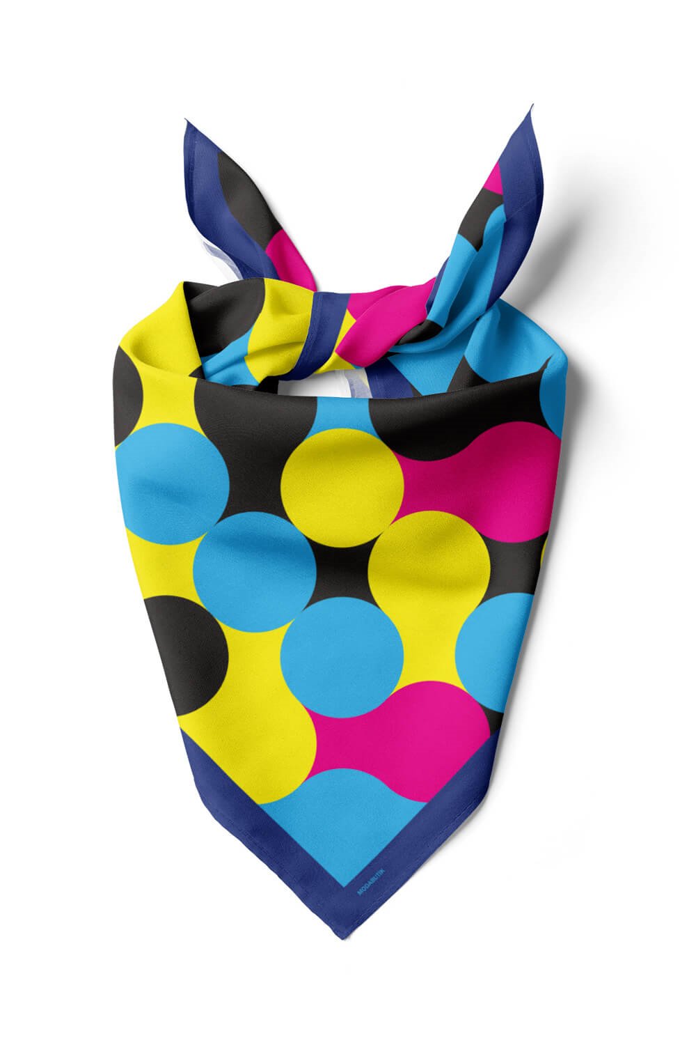E30 Kadın Egzotik Desenli Bandana 50x50 Mavi Sarı DG0334-22