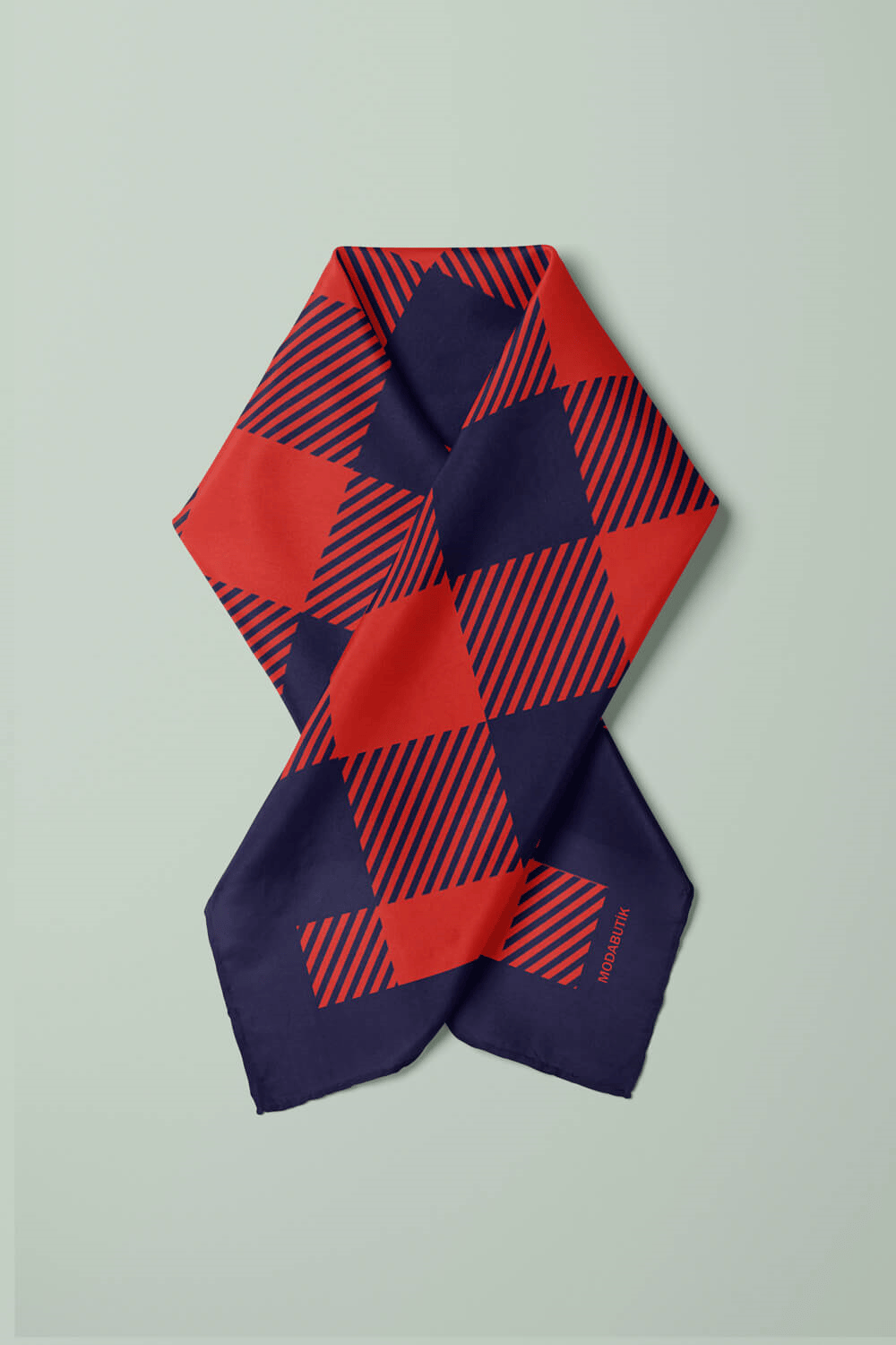 D95 Kadın Ekose Desenli Bandana 50x50 DG0172-22