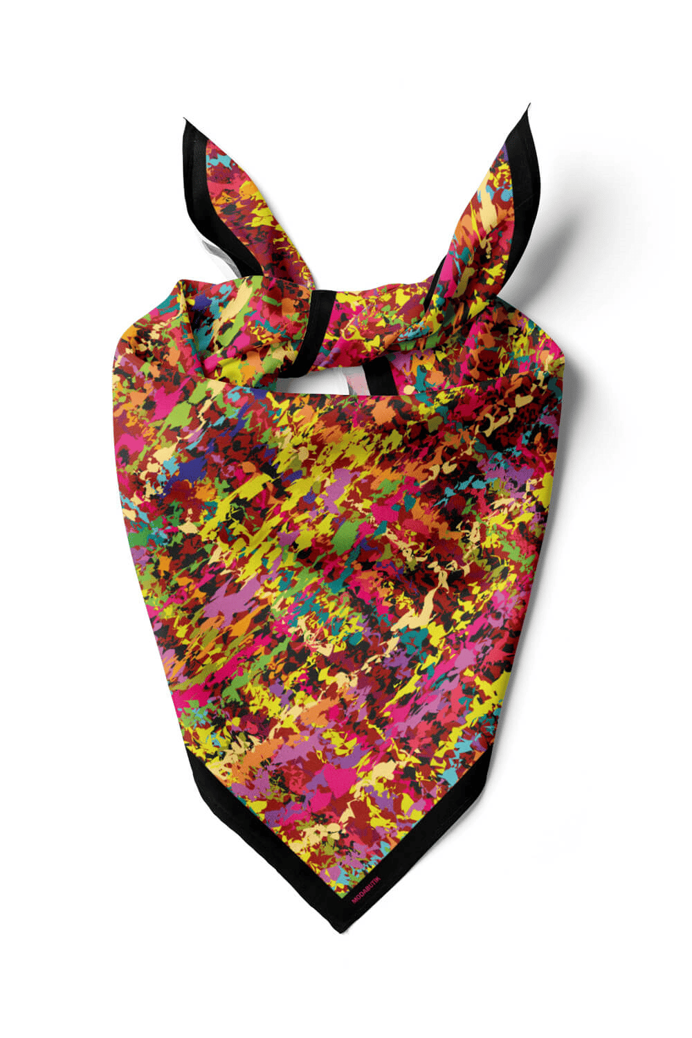 C71 Kadın Yağlı Boya Desenli Bandana 50x50 Pembe Yeşil DG0256-22