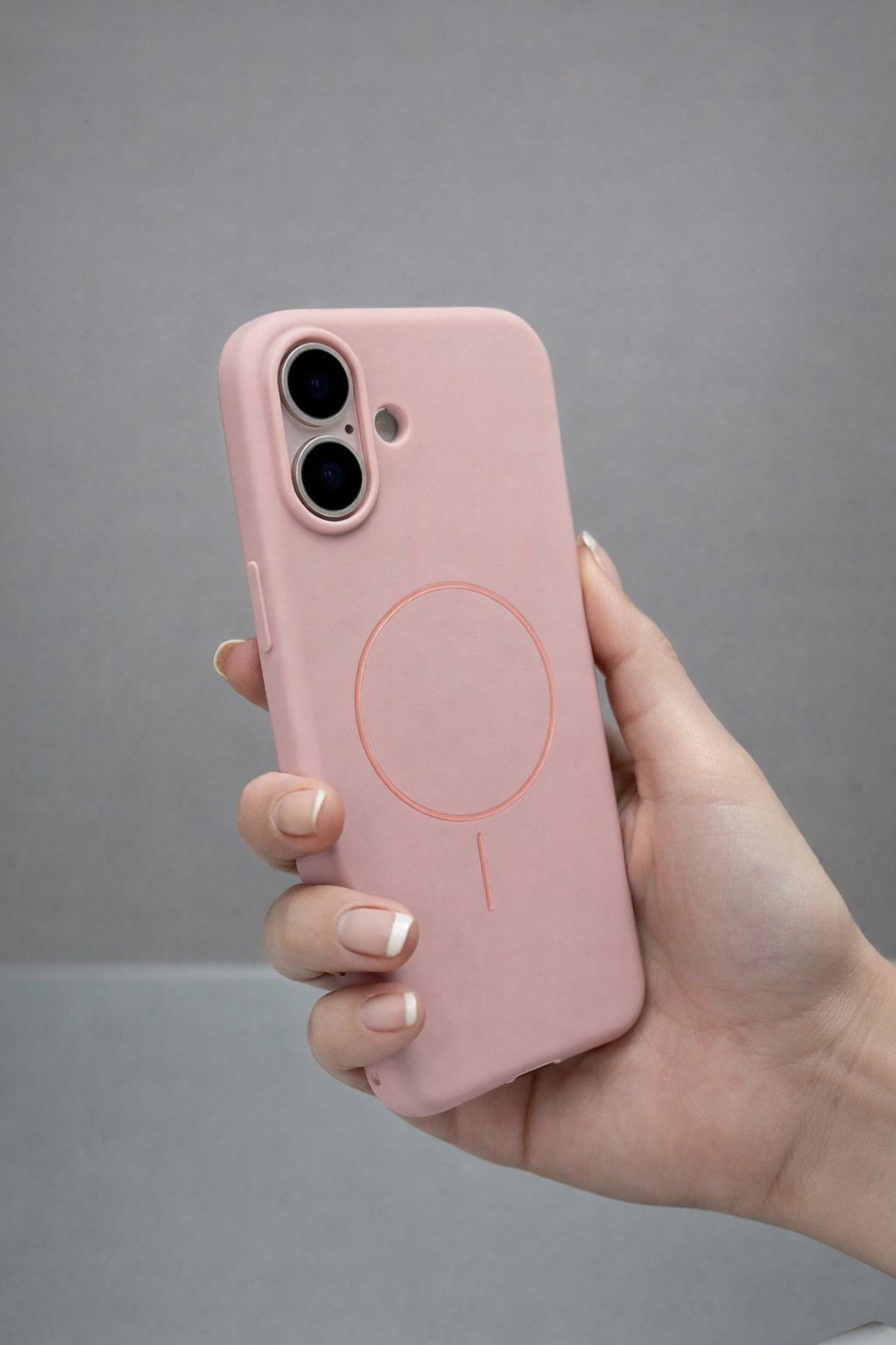 iPhone 17 Uyumlu İçi Kadife Magsafe Wireless Şarz Özellikli Pembe Renkli Telefon Kılıfı