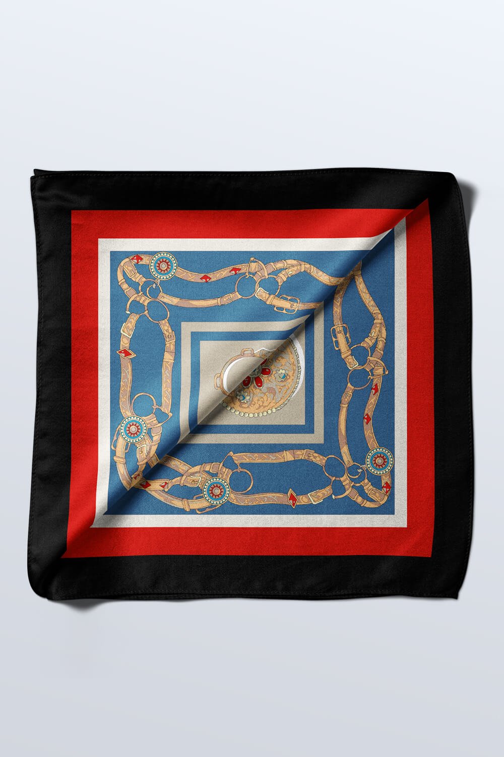 B90 Kadın Kahve Etnik Desenli 50x50 Bandana HYL DG01499-22