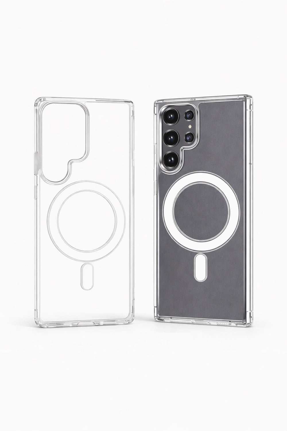 Samsung Galaxy S23 Ultra Uyumlu Kamera Korumalı Magsafe Wireless Şarj Özellikli Lüks Şeffaf Silikon Telefon Kılıfı