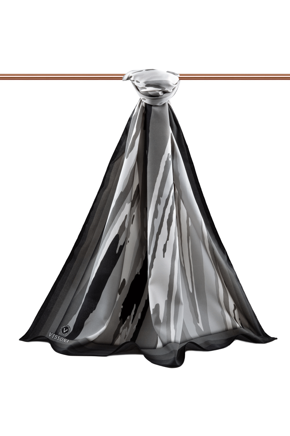 LÜKS MEDİNE İPEĞİ GEOMETRİK DESENLİ GRİ RENKLİ 75X195 KIRIŞMAZ ŞAL MOSS KREP DİKİŞ TİPİ İTALYAN DİKİŞLİ
