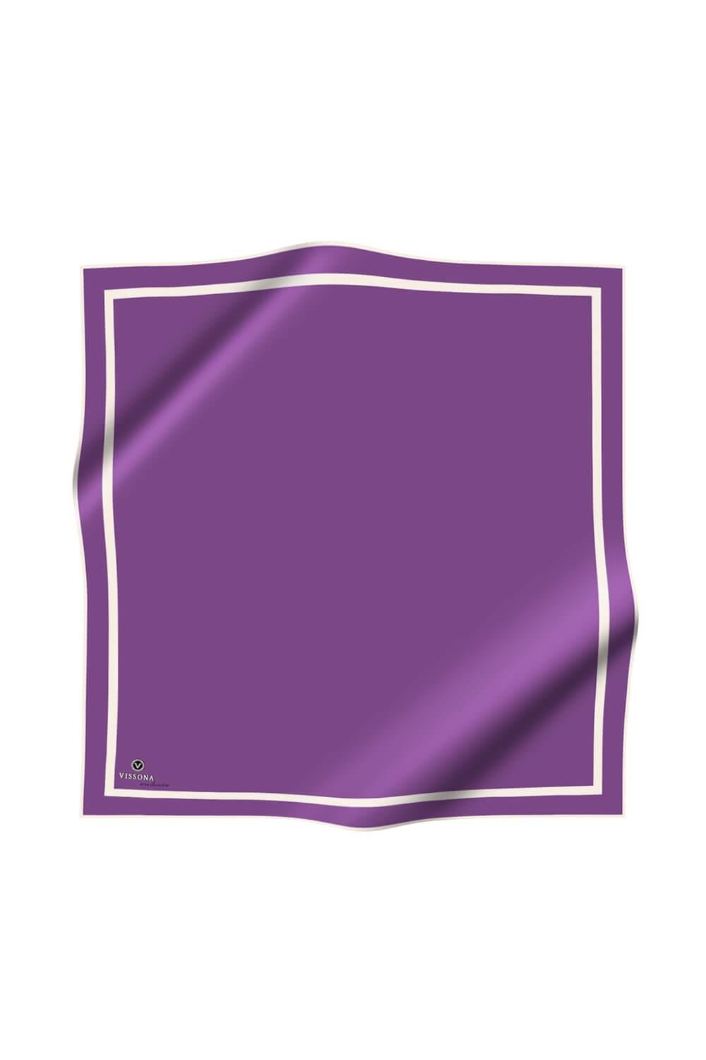 100% Twill İpek Düz Renk Bordür Desenli Mor - Krem Renkli Daha Tok Exclusive Serisi 90x90 Dikim Şekli : El Dikişi Eşarp