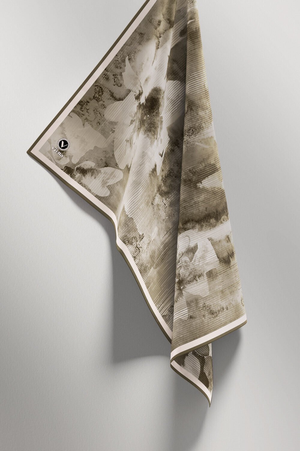 Twill Batik Desenli Haki Renkli 90x90 Eşarp (İpek İçermez) Dikim Şekli : El Dikişi