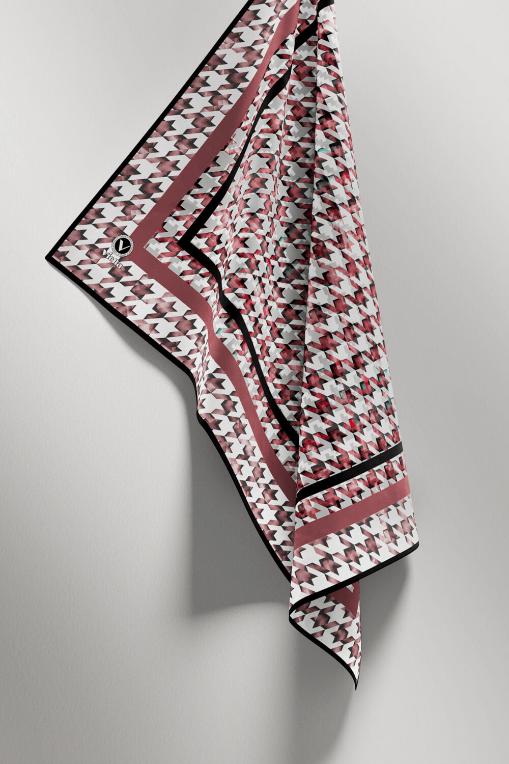Twill Kazayağı Desenli Gül Kurusu Renkli 90x90 Eşarp (İpek İçermez) Kenar Dikiş Şekli El Dikişli