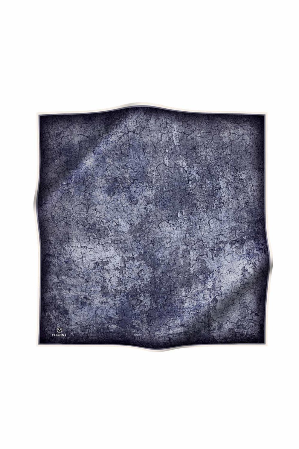 % 57 İPEK % 43 VİSKON Twill İpek Bulut  Desenli İndigo Gri Renkli 90x90 Eşarp Dikim Şekli : El Dikişi