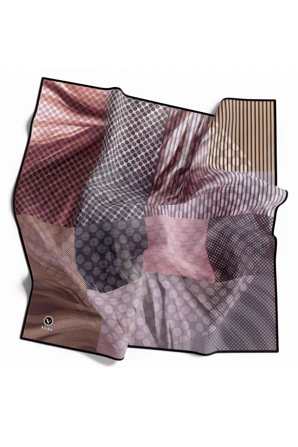 Twill Geometrik Desenli Lila Renkli 90x90 Eşarp (İpek İçermez) Kenar Dikiş Şekli El Dikişli