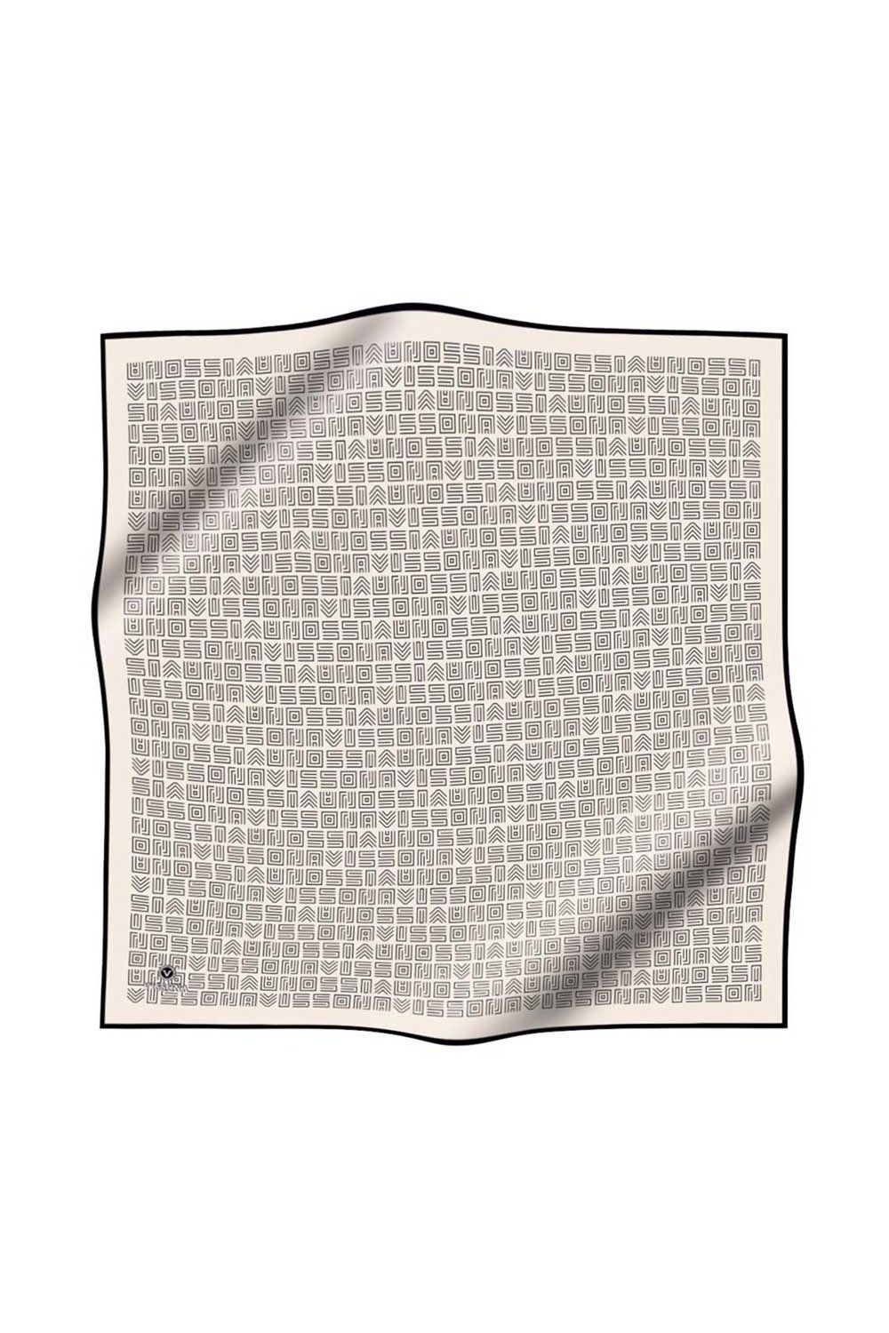 100% Twill İpek Etnik Motif Desenli Krem - Siyah Renkli 90x90 Dikim Şekli : El Dikişi Eşarp