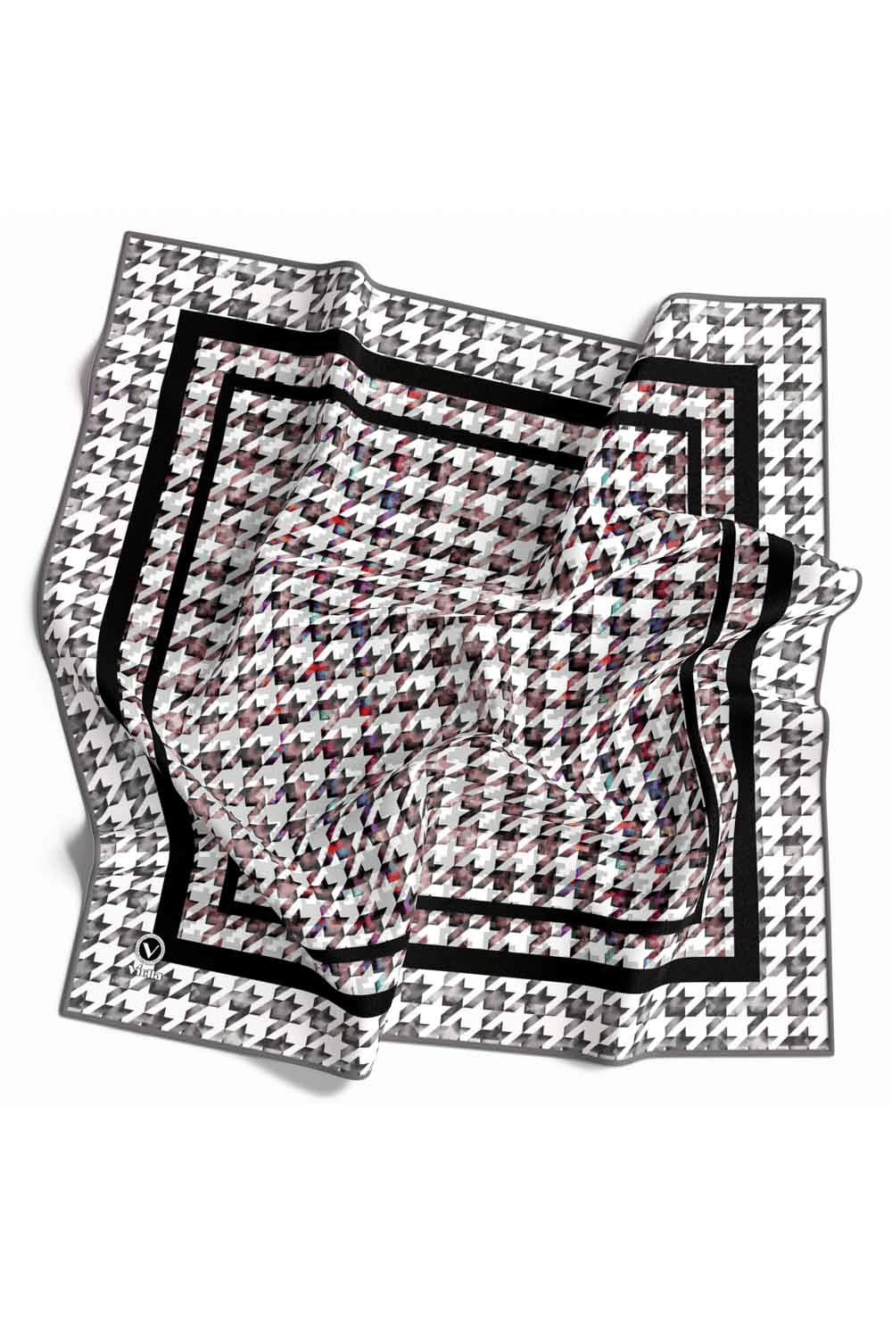 Twill Kazayağı Desenli Gri Renkli 90x90 Eşarp (İpek İçermez) Kenar Dikiş Şekli El Dikişli
