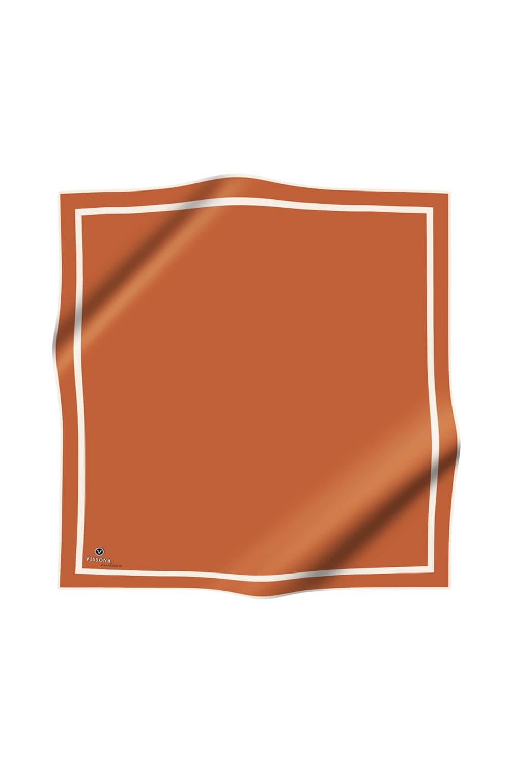 100% Twill İpek Düz Renk Bordür Desenli Taba - Krem Renkli Daha Tok Exclusive Serisi 90x90 Dikim Şekli : El Dikişi Eşarp