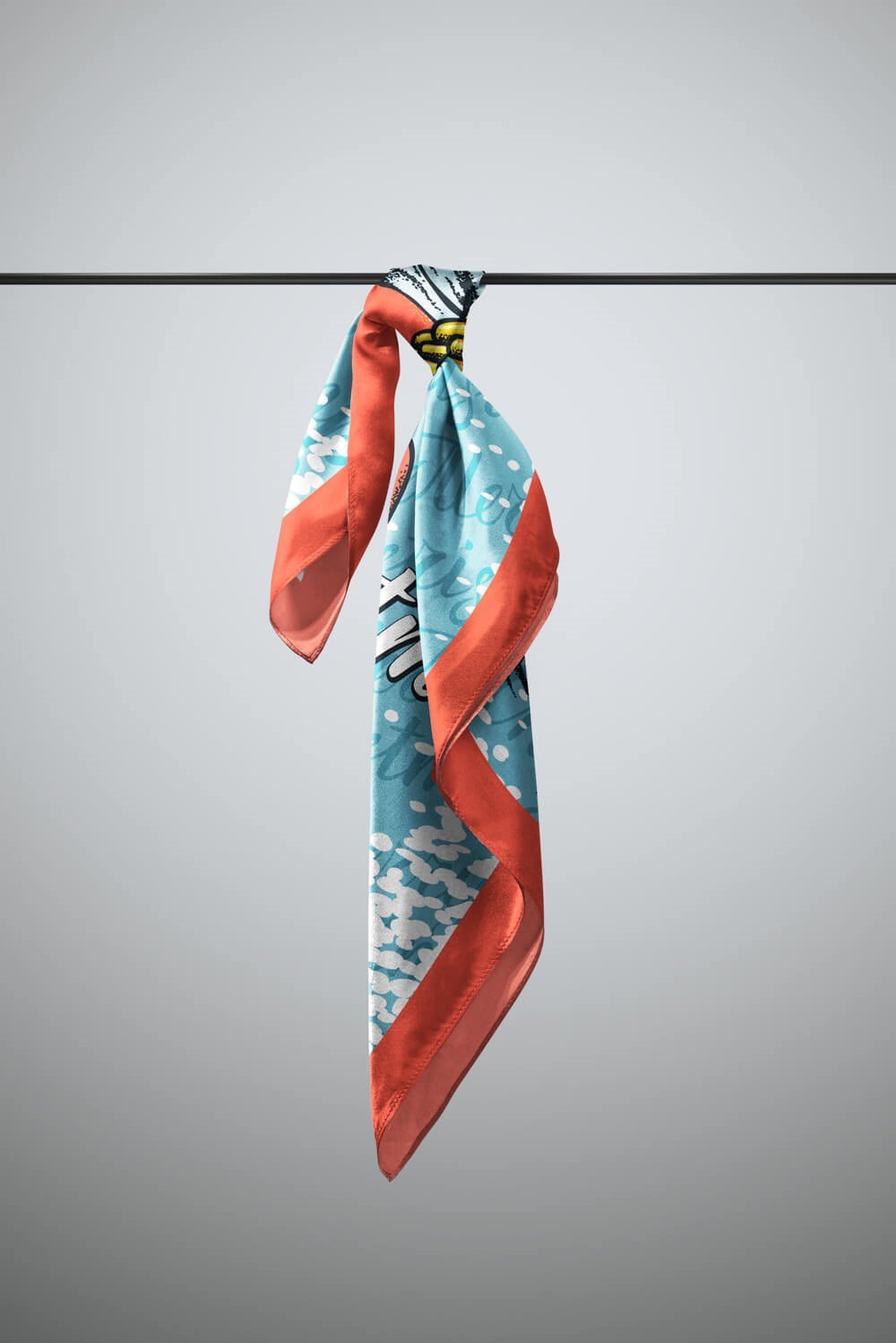 Kadın Buz Mavi Cock Desenli 50x50 Bandana HYL DG0838-22