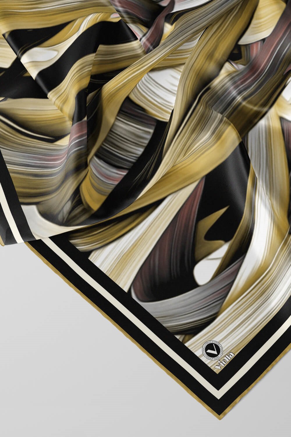 Twill Kare Desenli Bej Renkli 90x90 Dikim Şekli : El Dikişi Eşarp (İpek İçermez)