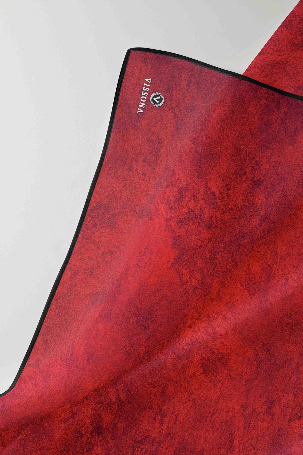 %100 Twill İpek Doku Desenli Kırmızı Renkli 90x90 Eşarp Dikim Şekli : El Dikişi