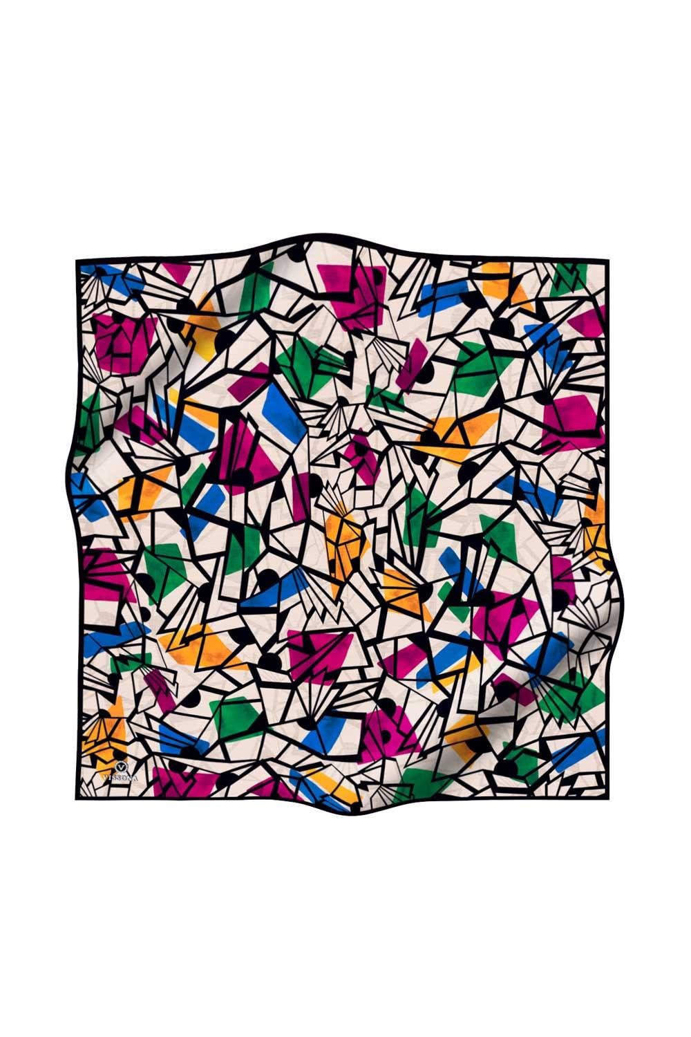 %100 Twill Renkli Petek Desenli Fuşya - Benetton Yeşili Renkli 90x90 Eşarp Dikim Şekli: El Dikişii