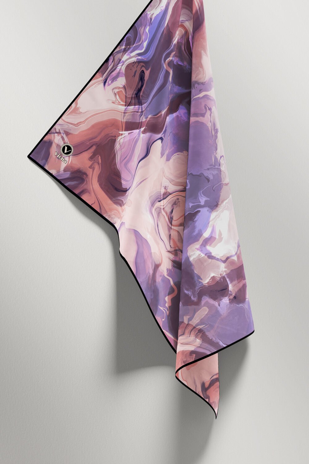 Twill Batik Desenli Lila Renkli 90x90 Eşarp (İpek İçermez) Kenar Dikiş Şekli El Dikişli