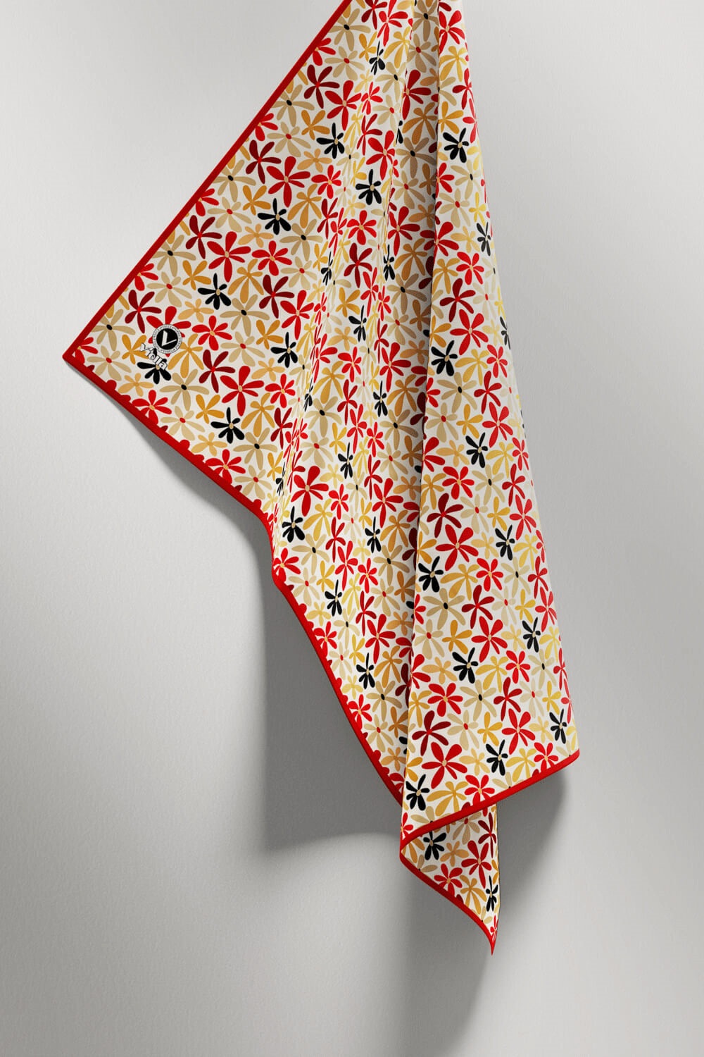 Twill Renkli Çiçek Desenli Bordo Renkli 90x90 Eşarp (İpek İçermez) Kenar Dikiş Şekli El Dikişli
